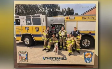 Chesterfield firefighters, furry friends pose for fundraising 2025 calendar