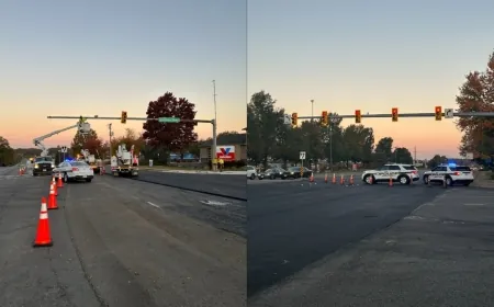 Part of Broad Street closed in Henrico after dump truck crashes into traffic pole