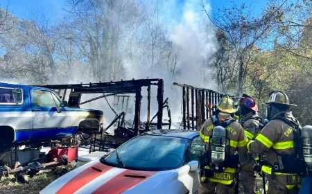 PHOTOS: Chesterfield garage destroyed by fire, no one injured