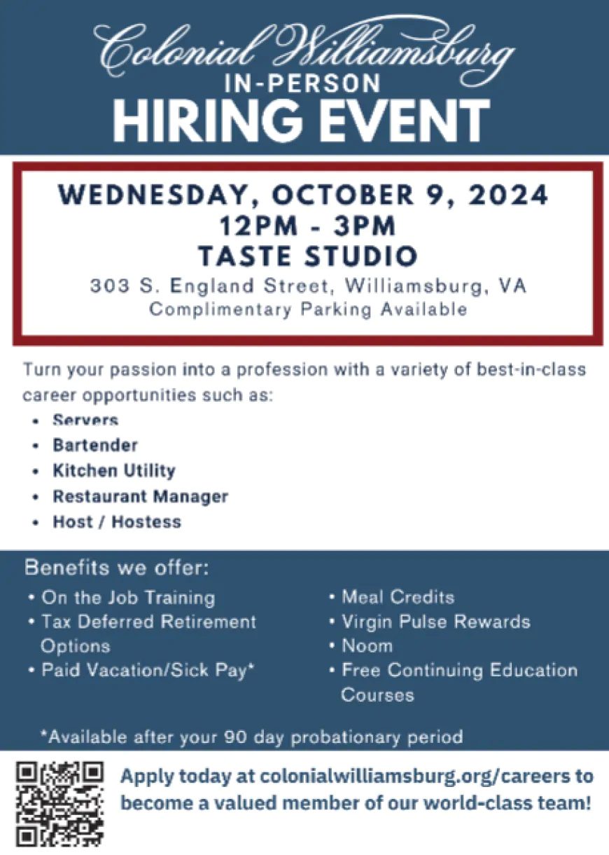 Colonial Williamsburg Hiring Event