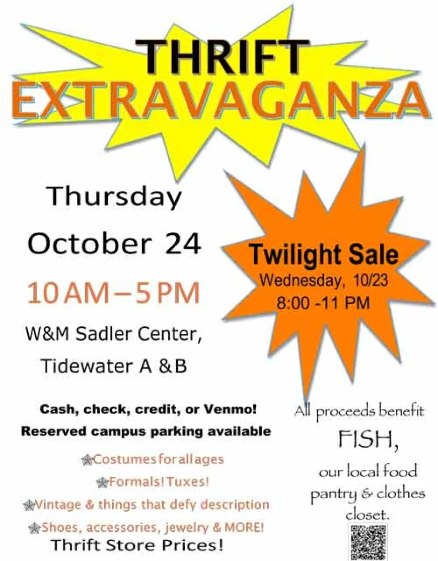 Annual FISH Costume Sale Oct 23 & 24, 2024 at W&M Sadler Center – Details: