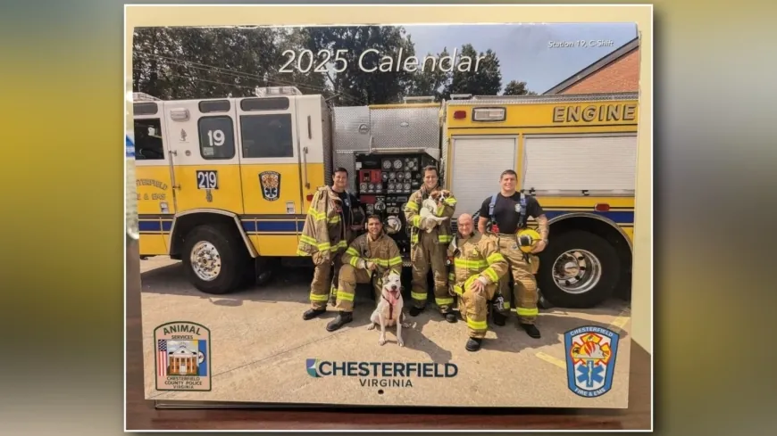 Chesterfield firefighters, furry friends pose for fundraising 2025 calendar