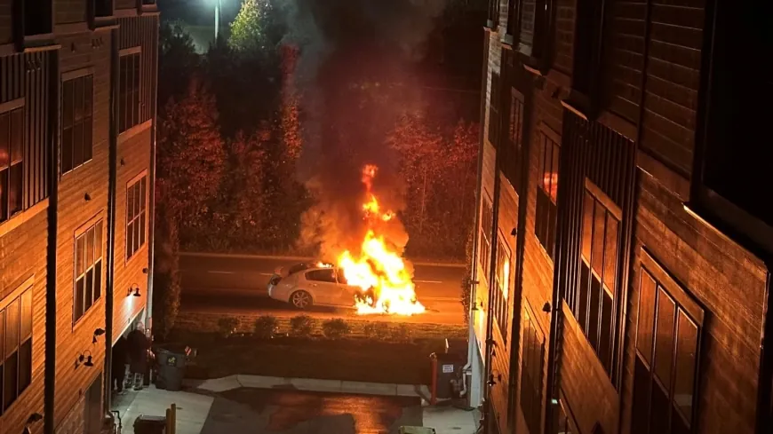 PHOTOS: Car catches fire near Rocketts Landing in Henrico