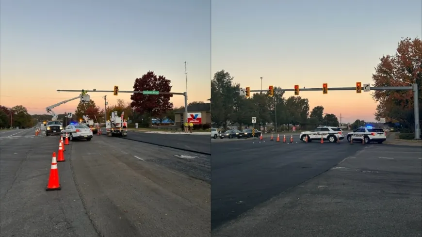 Part of Broad Street closed in Henrico after dump truck crashes into traffic pole