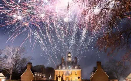 Grand Illumination in Colonial Williamsburg  December 2024 include Father Christmas, Lighting Cressets, Fireworks and more…