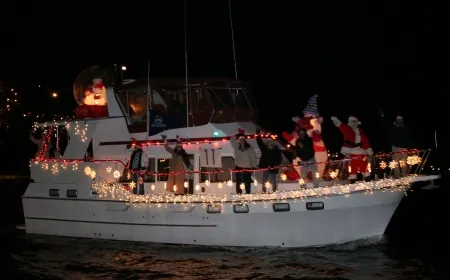 Lighted Boat Parade in Yorktown on Saturday December 7