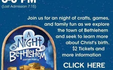 A Night in Bethlehem – Bring family to a living nativity and walk thru the ancient town of Bethlehem at King of Glory – Friday, Dec 13, 2024