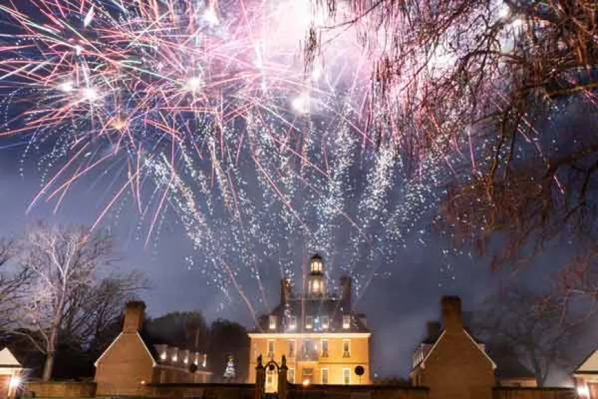 Grand Illumination in Colonial Williamsburg  December 2024 include Father Christmas, Lighting Cressets, Fireworks and more…