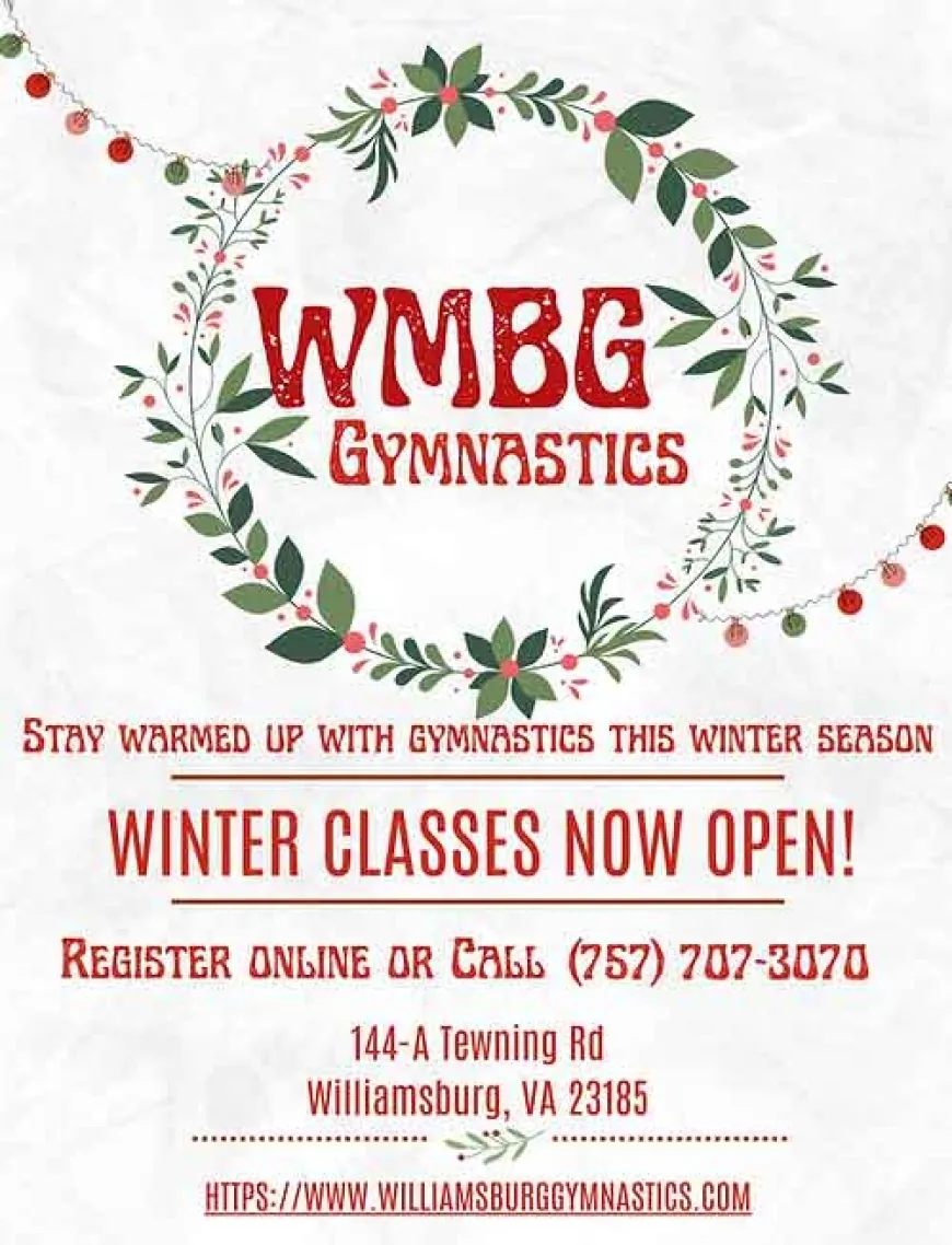 Williamsburg Gymnastics Winter Classes – Registration Open for All Ages & Abilities