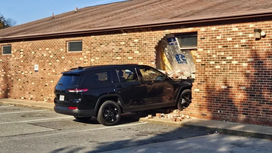 Car crashes into Caroline post office, leaves hole in brick wall