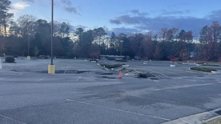 Underground fire causes part of Virginia parking lot to collapse