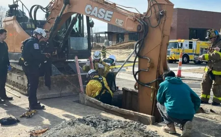 Construction worker stuck in 15-foot deep hole rescued by Chesterfield Fire and EMS crews