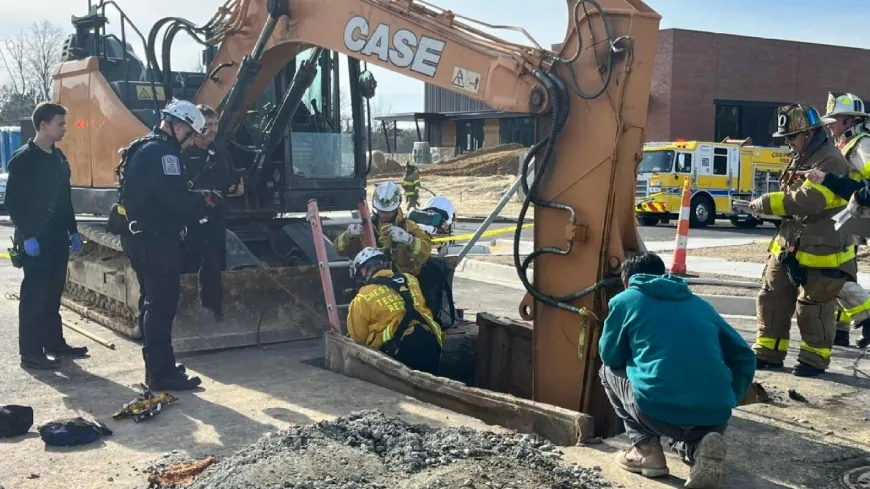 Construction worker stuck in 15-foot deep hole rescued by Chesterfield Fire and EMS crews