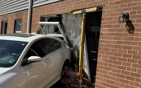 PHOTOS: Driver backs into Chestefield townhouse, leaves large hole