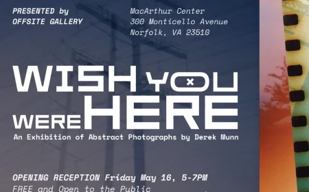 FREE Offsite Gallery opening reception "Wish You Were Here" by local artist and ODU art educator, Derek Munn