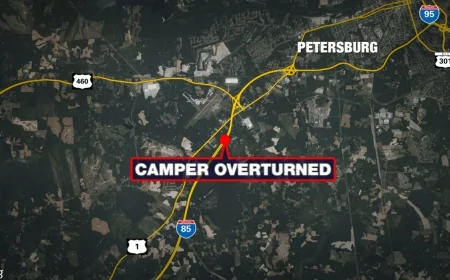 Three hurt after camper flips on I-85 North in Dinwiddie