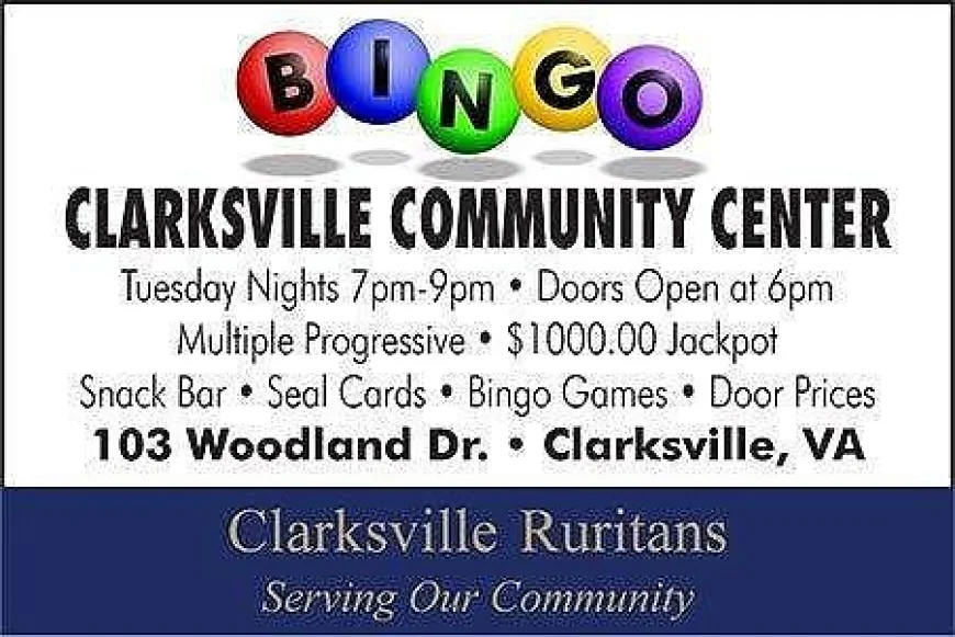 On Tuesday, October 14, 2025 at 07:00 pm - CLARKSVILLE RURITANS: BINGO hosted by the Clarksville Ruritans on Tuesdays