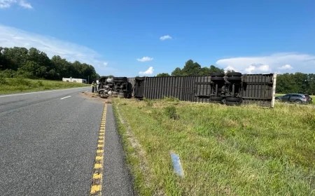 Driver taken to hospital after tractor-trailer crash in Caroline