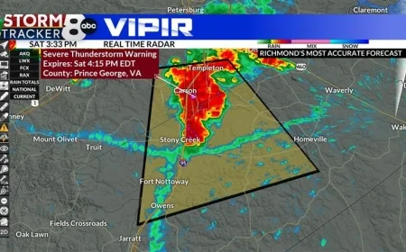 Severe thunderstorm warnings issued for some Central Virginia areas