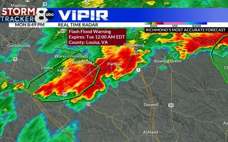 Flash flood warning issued for several Central Virginia localities