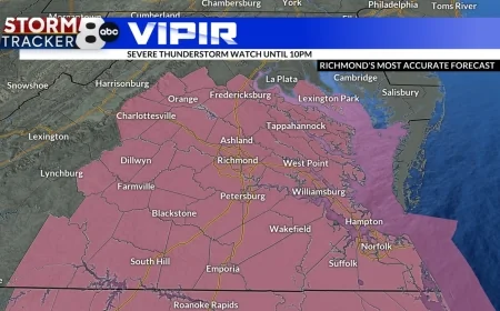 Severe thunderstorm warning, watch issued for Central Virginia