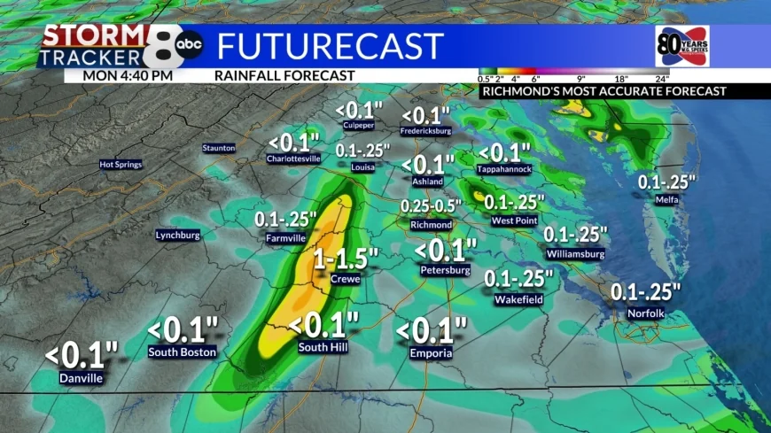 Flood watch in effect for some Central Virginia areas