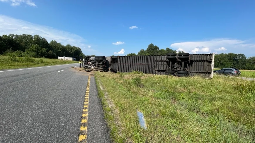 Driver taken to hospital after tractor-trailer crash in Caroline