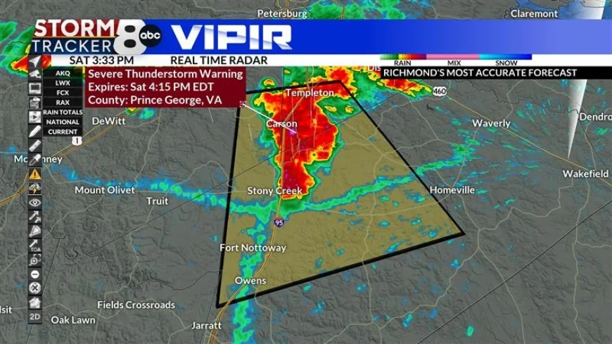 Severe thunderstorm warnings issued for some Central Virginia areas