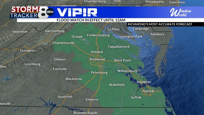 Flood watch issued for most of Central Virginia
