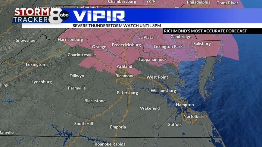 Severe thunderstorm watch issued for some Central Virginia localities