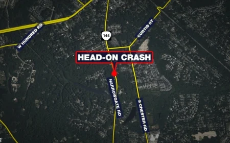 Two people in hospital after head-on crash on Chesterfield