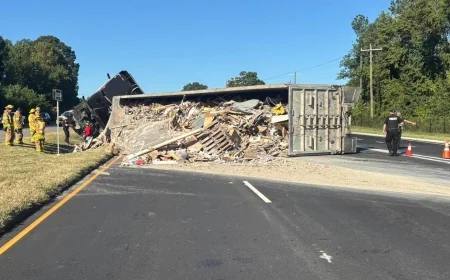 All west lanes closed on Hull Street Road in Chesterfield due to tractor-trailer crash