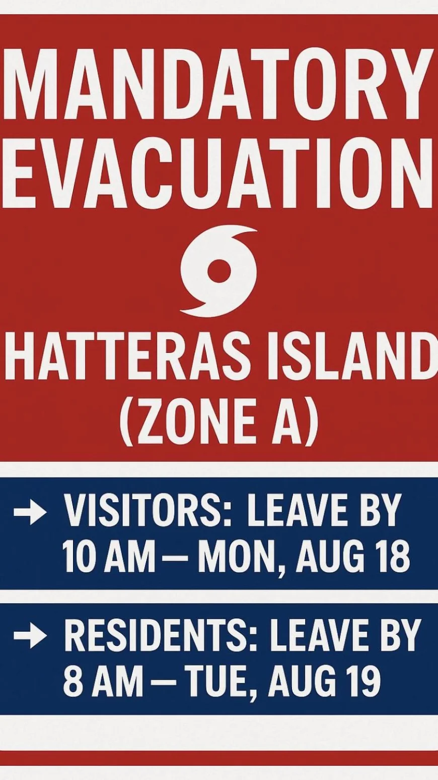A mandatory evacuation is in effect for those in Hatteras Island Zone A