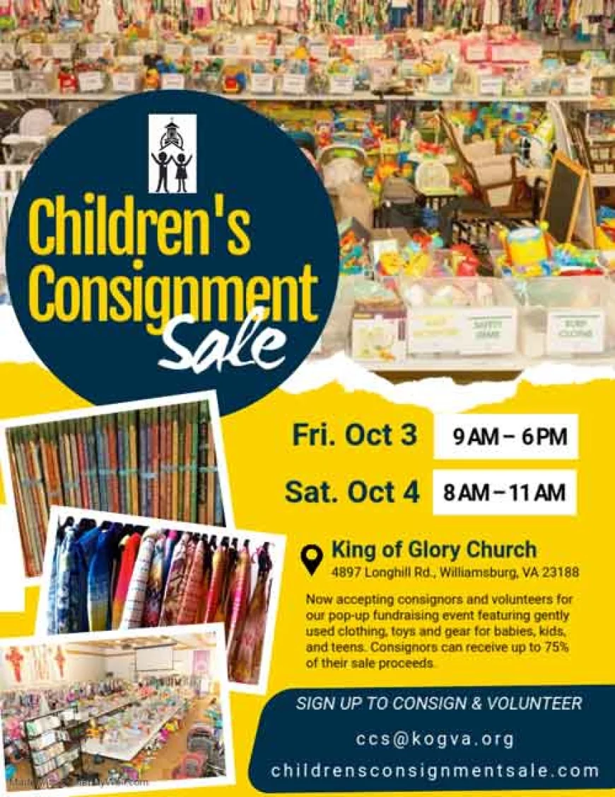 King of Glory Children’s Consignment Sale – October 3 & 4