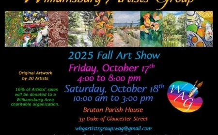 Williamsburg Artist Group – Art Sale at Bruton Parish House – Friday Oct 17 & Saturday Oct 18, 2025