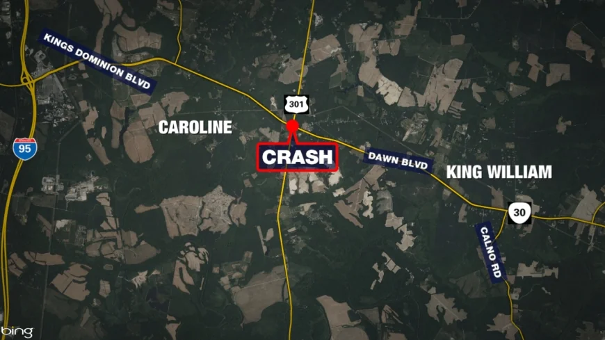 Driver injured after three-vehicle crash in Caroline County