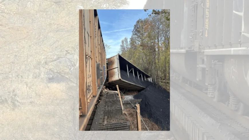 No one is injured after train derailed off tracks in New Kent County spilling coal into surrounding area