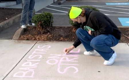 ‘We want dignity and respect’: Richmond Starbucks baristas strike on Red Cup Day as contract tensions rise