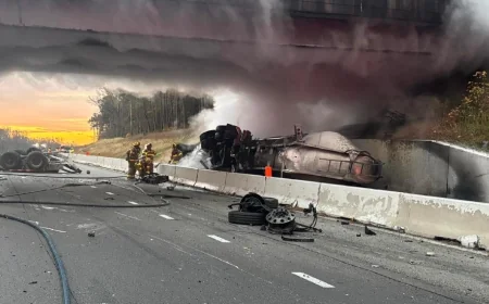 Tractor-trailer catches fire in crash on I-95 in Chesterfield County