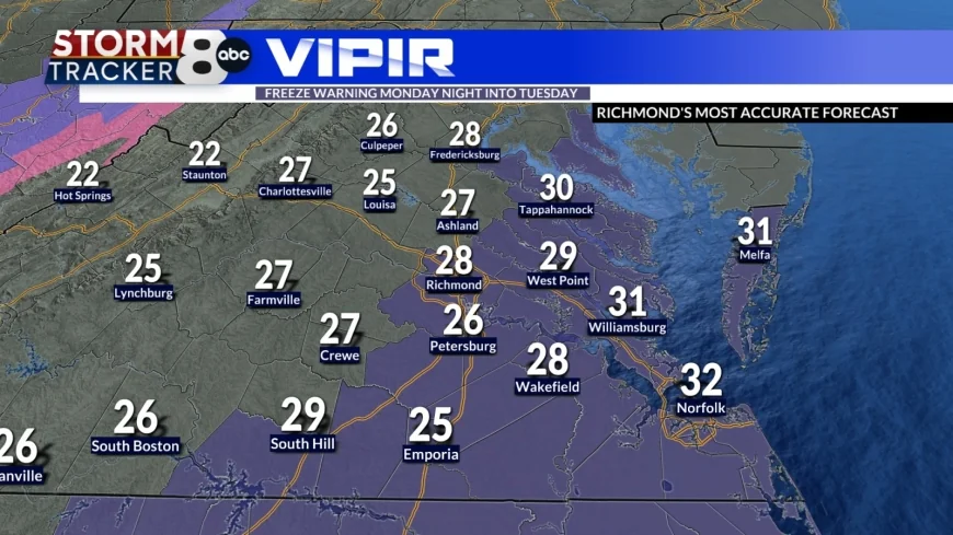 StormTracker8: The big chill moves in tonight lasting through Tuesday