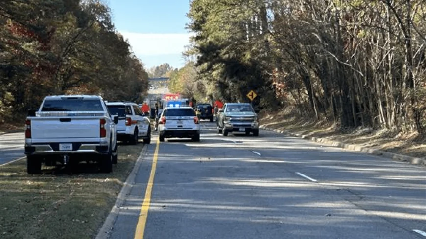 Truck crash causes delays on Parham Road due to lawn care materials spill