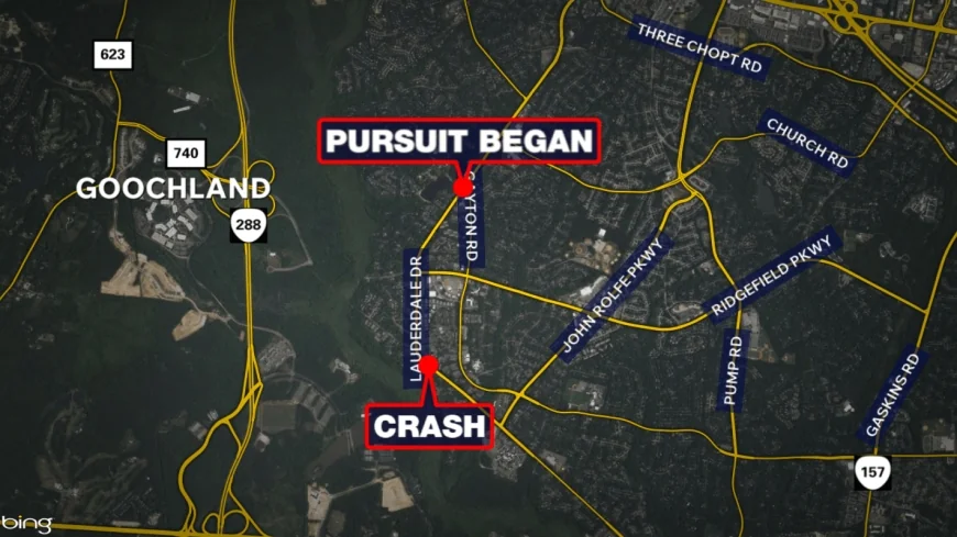 Juvenile facing multiple charges after police pursuit, crash in Henrico