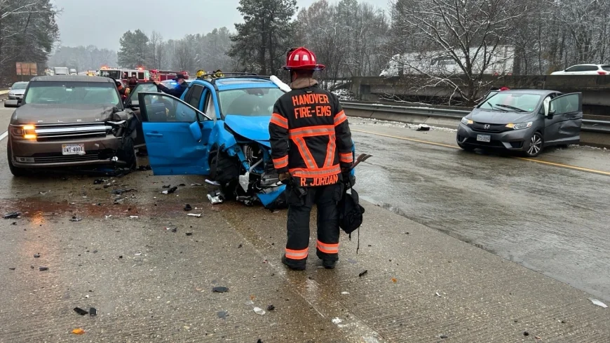 Two hospitalized after 3-vehicle crash on I-95 North in Hanover