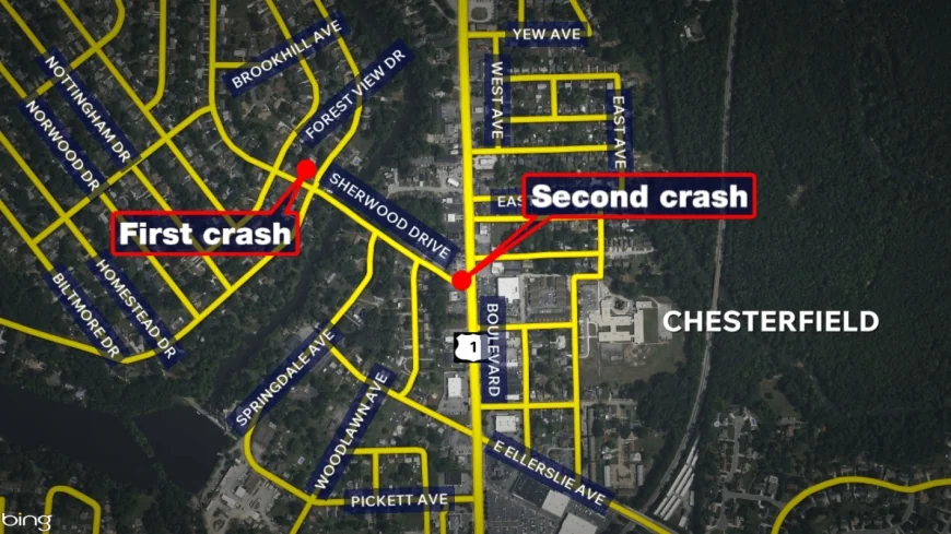 Three juveniles, including 12-year-old, charged in Colonial Heights crashes involving two stolen cars