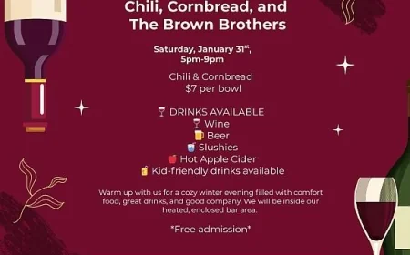 On Saturday, January 31, 2026 at 05:00 pm - LAKE FRONT WINERY: CHILI, CORNBREAD and THE BROWN BROTHERS Annual Winter Winery Event