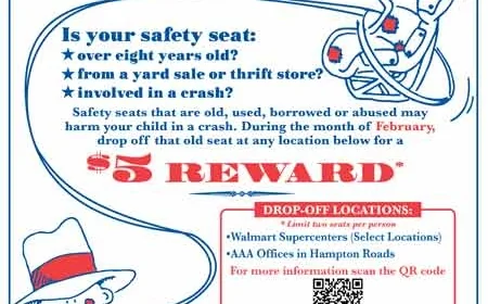 Receive $5 for Old, Used, Borrowed and Abused Car Seats in February