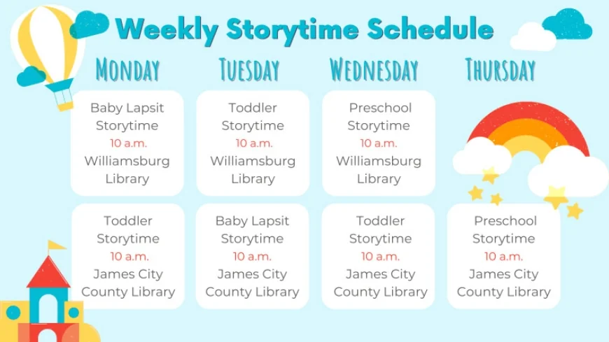 Storytime Schedule at the Williamsburg Libaries