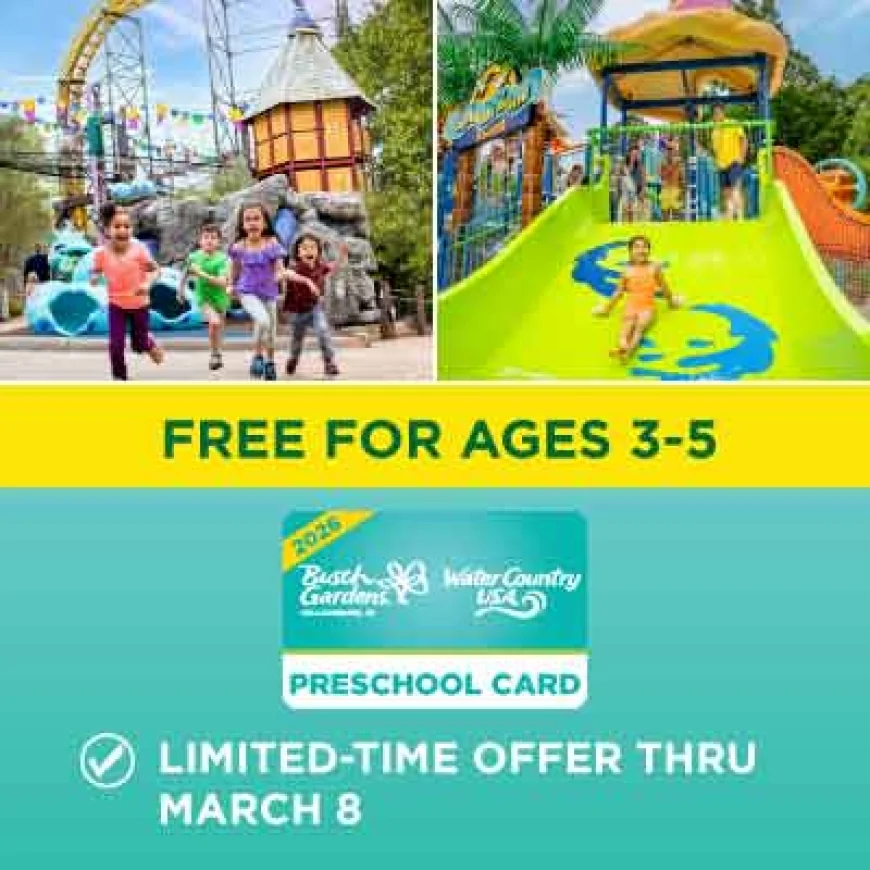 FREE Busch Gardens Williamsburg – 2 Park Preschool Pass 2026