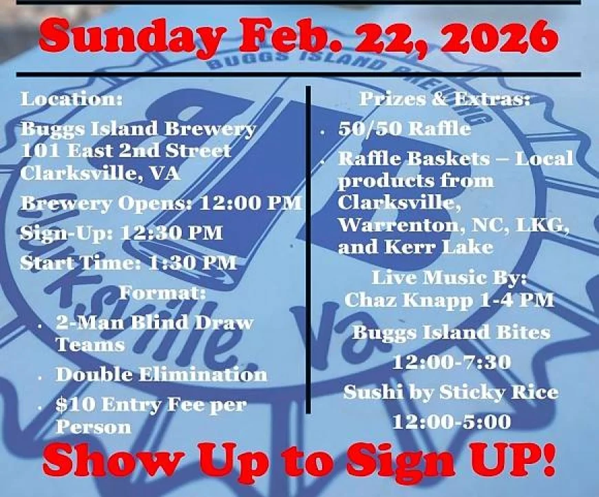 On Sunday, February 22, 2026 at 12:00 pm - BUGGS ISLAND BREWING: Guardians Haven Project Cornhole Tournament, live music Chaz Knapp