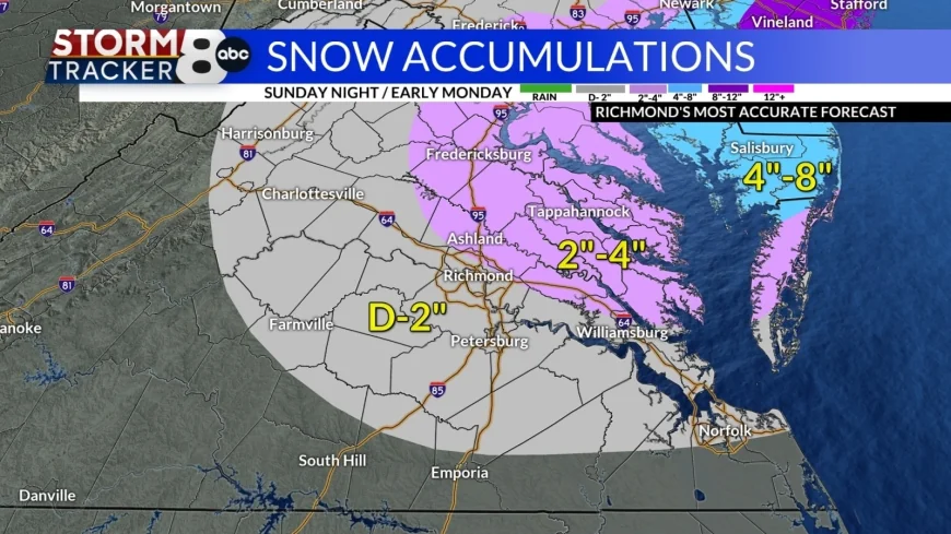 StormTracker8: VIPIR Alert for Sunday; Rain to snow with accumulations